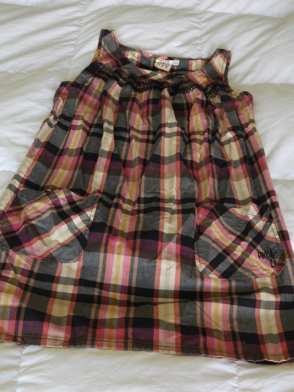ROXY Cotton Plaid Light Mini-Dress